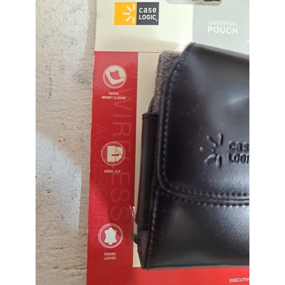 Vintage Case Logic Universal Small Phone Leather Pouch Black With Belt Hook - Picture 2 of 4